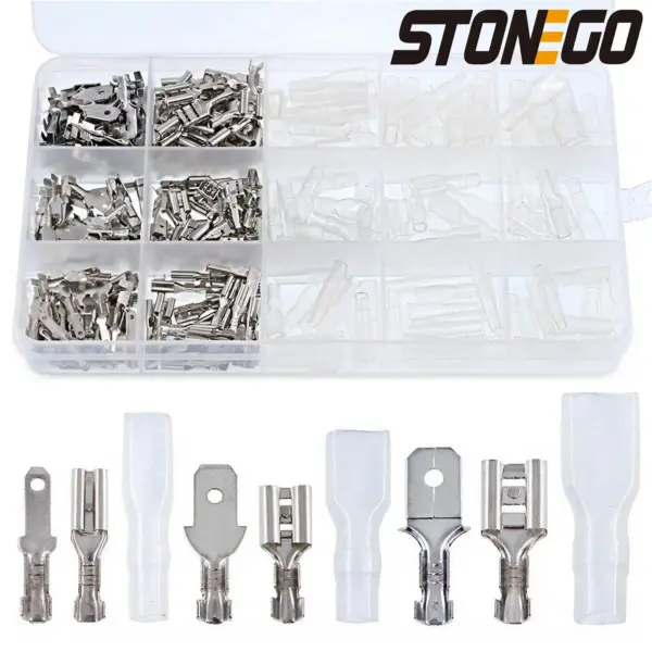 STONEGO 180PCS/270PCS Electrical Wire Crimp Terminal Connector Male Female Spade Assorted Kit