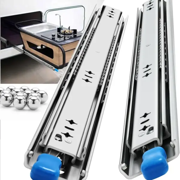 Manufactur 53mm Heavy Duty Drawer Slides Full Extension Lock Runners with/without Lock Side Mount Ball Bearing Rails 500 Lb Load
