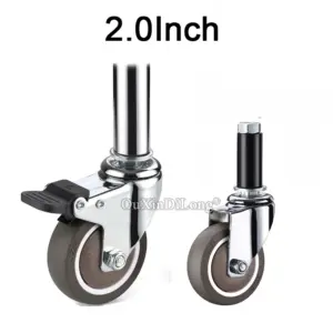4PCS 2Inch Heavy Duty Load 135KG Rubber Swivel Plunger Casters With Brake Mobile Wheels For Furniture Medical Equipment GF698