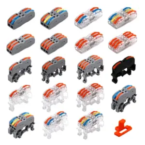 Wire Electrical Connectors Din Rail Type Fast Universal Compact Conductor Wiring Cable Connector LED Push-in Butt Terminal Block