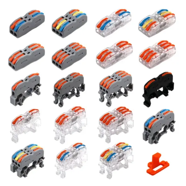 Wire Electrical Connectors Din Rail Type Fast Universal Compact Conductor Wiring Cable Connector LED Push-in Butt Terminal Block