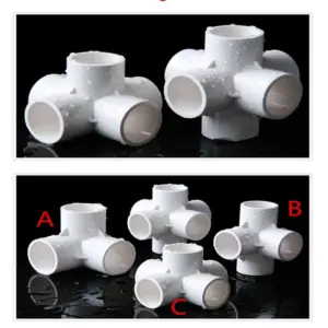 5 Pcs PVC 3/4/5-Way Side Outlet Elbow Straight Tee Elbow Pipe Fittings 20/25/32mm for Home Garden Water Connectors Shelf DIY