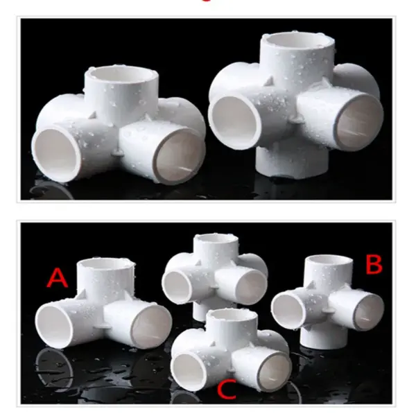 5 Pcs PVC 3/4/5-Way Side Outlet Elbow Straight Tee Elbow Pipe Fittings 20/25/32mm for Home Garden Water Connectors Shelf DIY