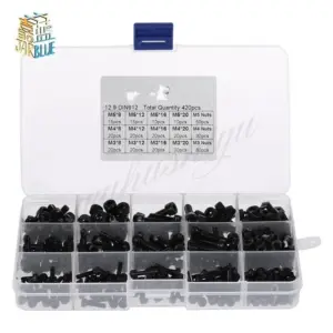 420Pcs/set M3 M4 M5 Carbon Steel Hex Socket Cap Head Screws and Nuts Assrotment Set Fastener Hardware