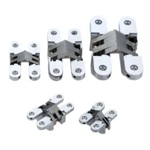 2pcs Door Hinges 304 Stainless Steel Hidden Invisible Concealed Folding Heavy Duty Kitchen/Garage Gate Hardware W/screw Fitting