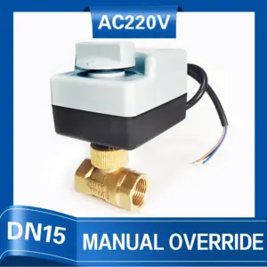 220V Electric Motorized Ball valve brass 1/2" automated ball valve with 3 control wires with manual override for plumbing