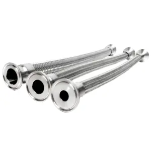 2.5" (63mm) OD77.5 Tri Clamp Braided Flexible Hose Length 1000mm Sanitary Hose Stainless Steel 304