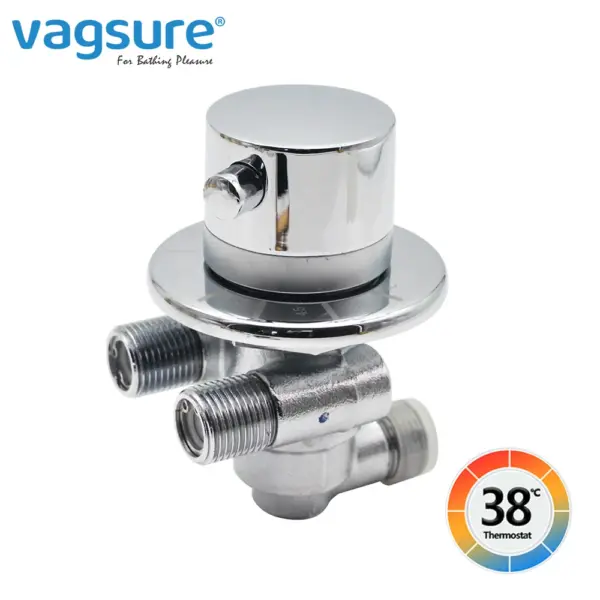 Chromed Solid Brass G 1/2" Thermostat Mixer Valve For Bathroom Shower Faucet Thermostatic Temperature Control Valve Replacment