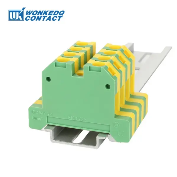 10Pcs EK10/35 Screw Earthing Connection Ground Terminals SAK 10 mm² Wire Electrical Connector DIN Rail Terminal Block EK 10/35