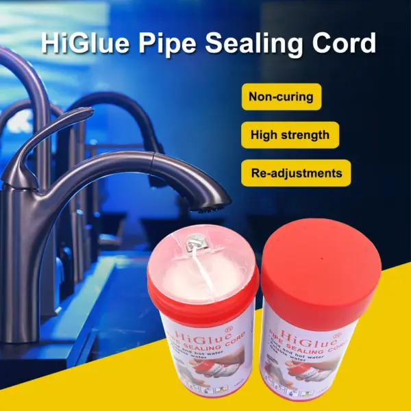 HiGlue 2x150M  Pipe Sealing Cord PTFE Thread Seal Tape Use On Water/Gas