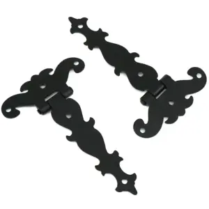 2 Pack Heavy-Duty Black Gate Hinges for Wooden Metal Fences Doors Cabinets Barn Shed Retro Hardware Kit