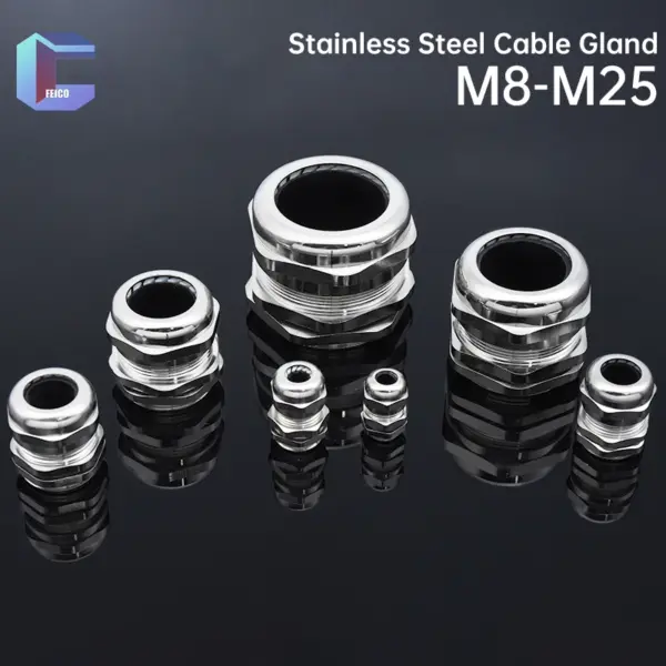 Waterproof Connector 304 Stainless Steel Cable Gland M8 M10 M12 M14 M16 M18 M20 M22 M24 M25 Wire Glanding  IP68  for 3-6.5mm