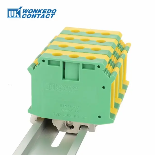 UISLKG-35 Ground Din Rail Terminal Block, 35mm²/2AWG Installation Screw Electric Wire Connector Earthing Protect UISLKG35
