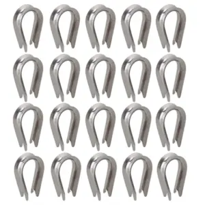 50Pcs Silver Tone M4 304 Stainless Steel Galvanized Wire Cable Rope Thimble Winch Wire Loop