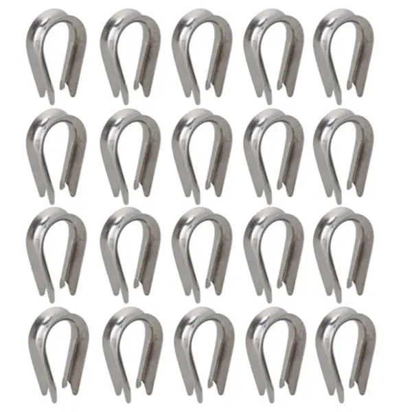 50Pcs Silver Tone M4 304 Stainless Steel Galvanized Wire Cable Rope Thimble Winch Wire Loop