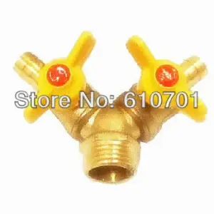 Y Type 1/2"BSPT Male x 8mm Hose Barb Double Forks Connection Brass Tee Gas Ball Valve Plumbing Fittings Butterfly Handle Water