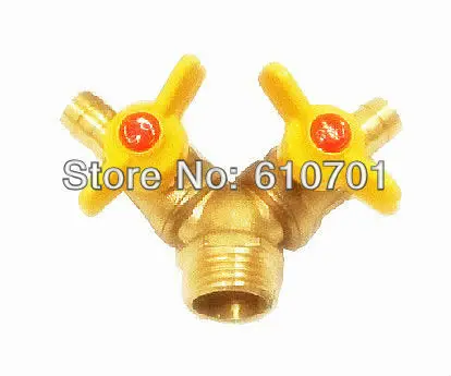 Y Type 1/2"BSPT Male x 8mm Hose Barb Double Forks Connection Brass Tee Gas Ball Valve Plumbing Fittings Butterfly Handle Water