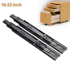 2Pcs Metal Buffer Drawer Slides 8-20 Inch Track Width 45mm Mute Three-Section Rail Sliding Furniture Hardware Fittings