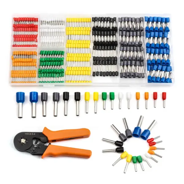 800 PCS Cord End Ferrules Crimp Terminals Wire Connectors + 1 PC Ratchet Terminal Crimping Plier Self-adjust Hand Tools