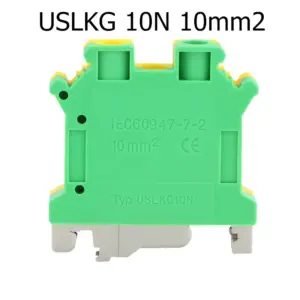 10Pcs/lot USLKG 10N Din Rail Ground Terminal Blocks  Type 10mm2 Universal Wiring Connector Screw Terminal USLKG-10N