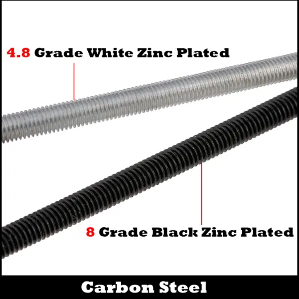 M3 M4 M3*250 M3x250 M4*250 M4x250mm 8.8 Grade Black Zinc Plated Carbon Steel DIN975 Full Metric Thread Bolt Shaft Rod Bar Stud