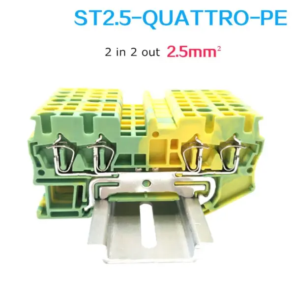 10pcs ST-2.5QUATTRO-PE Type Din Rail Ground Universal Spring Quick Connector Modular Terminal Block ST2.5-QUATTRO-PE