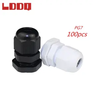 LDDQ High Quality 100pcs PG7 Nylon Waterproof Cable Gland for3-6.5mm Cable Black and White Optional Gland Joints Cable Connector