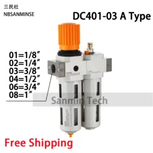 NBSANMINSE DC201 M5 1/8 1/4 3/8 1/2 3/4 1 Air Compressor Oil Lubricator Water Separator Air Filter Regulator Valve