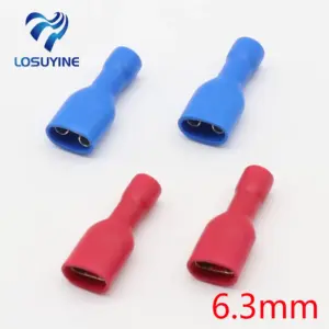 200pcs Fully Insulated Splice Wire Cable Connector 6.3mm Crimp Electrical Terminals 100 Red 100 Blue Kit Set