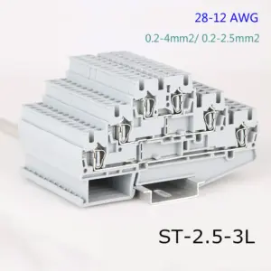10pcs Type ST-2.5-3L 28-12AWG Din Rail Wiring Connector for sensor 3-layer Modular Modular Terminal Blocks