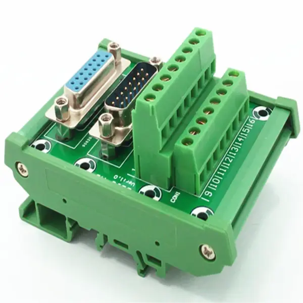 D-SUB DB15 DIN Rail Mount Interface Module  Male/Female Header Breakout Board Terminal Block Connector.