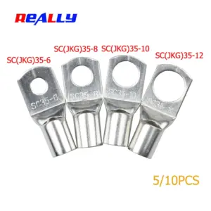 10PCS SC35-6 35-8 35-10 35-12 Copper Cable Lug Kit Bolt Hole Tinned Cable lugs Battery Terminals copper nose Wire connector