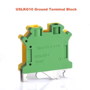 5/10pcs USLKG10 Ground Terminal blocks DIN Rail Type Terminal Blocks UK-10N Yellow Green Earthing Morsettiera Connector 10mm2