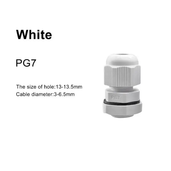 100pcs Waterproof Cable Gland Waterproof Connector Cable Entry IP68 PG7 PG9 PG11 PG13.5 PG16 White Black Nylon Plastic Connector