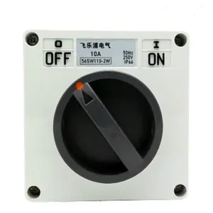 56SW110 Industrial Grade Waterproof Outdoor 10A Single Open Control Knob Switch  Outdoor Storm Switch with 2pcs Cable Glands