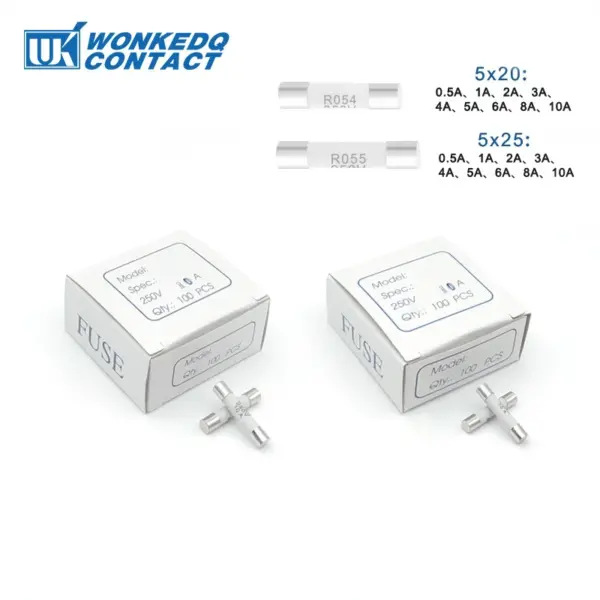 100Pcs 5x25 5x20 mm Fuse Fast-Blow Ceramic Tube 0.5A 1A 2A 3A 4A 5A 6A 8A 10A Din Rail Terminal Block Mini Test Fuse 5*25 5*20