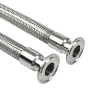 19mm(1/2" DN15) Ferrule50.5mm Tri Cla Tri Clamp Braided Flexible Hose For Homebrew Distillation L-500--1500mm Stainless Steel304