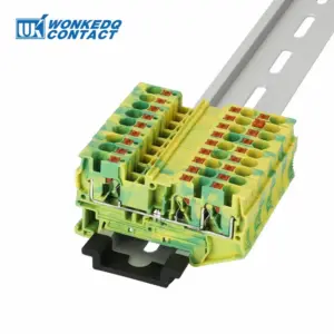 PT4-TW-PE Ground Terminals 3 Conductor PT 4 Twin Push-in Earth Wire Electrical Connector Din Rail Terminal Block PT-4TW-PE