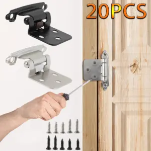 20Pcs Self Closing Door Hinge Cold Rolled Steel Self Closing Cabinet Hinge Overlay Flush Heavy Duty Door Hinges Hardware
