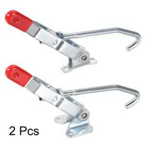2Pcs Quick Holding Draw Latch Action Pull J Hook Toggle Clamp Cabinet Box Latches Lever Handle Toolbox Case Hasp Hardware