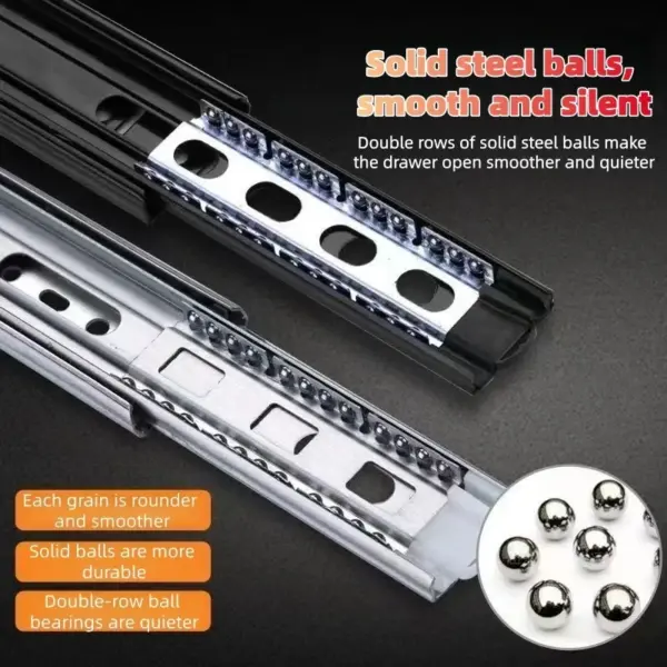 10 to 20 Inch Two-Section Drawer Slides Made of Cold Rolled Steel - Ideal Cabinet Furniture Hardware for Secure Drawer Sliding