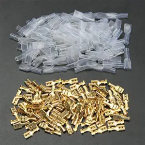 200pcs 2.8/4.8/6.3mm Quick Splice Male and Female Wire Spade Crimp Terminal Wire Connector Assortment Kit with Insulating Sleeve