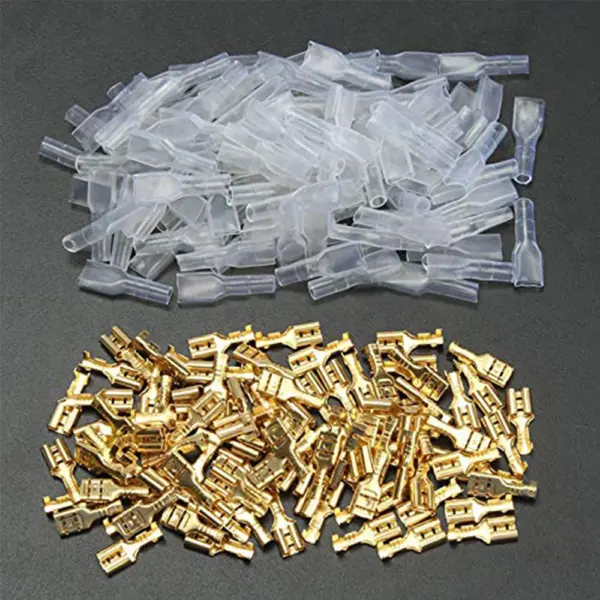 200pcs 2.8/4.8/6.3mm Quick Splice Male and Female Wire Spade Crimp Terminal Wire Connector Assortment Kit with Insulating Sleeve
