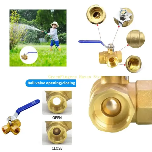 F68D Full Port Brass T Type Ball Valves Three Way Control Valves Plumbing Valves Upgrades for Industrial Fluid Applications