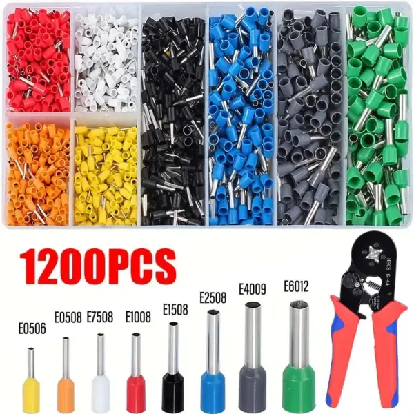 1200PCS Wire Ferrules Terminal Wire Crimp Tube Connectors Sleeves Tube-Type VE Terminal Kit Waterproof Seal (22-10AWG 0.25-6mm2)