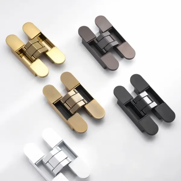Nurlin Invisible Door Hinges 3D Adjustable Concealed Hinges Shiny Gold Black Bright Chrome Zinc Alloy Butt Hinge Heavy-duty