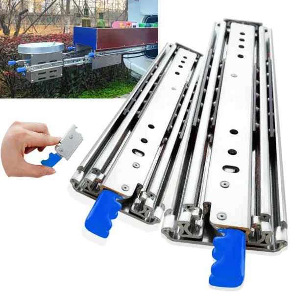 1 pair 12"-80" inch Heavy Load Without Lock 500LBS Heavy Duty Drawer Slides Sliding Ball Bear Full Extension 3-Fold Guide Rail