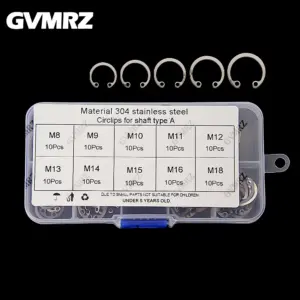 100PCS C Type Internal Circlip Retaining Clip Assortment Kit M8-M25 Stainless Steel Snap Ring Kit Set for Hole