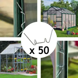 Y42A-100Pcs Stainless Steel Greenhouse W Clips Spring Wire Glazing Glass Frame Fixing Clamp