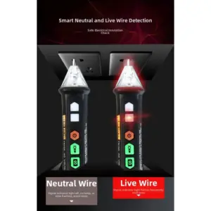 TS10A Digital Non-Contact Voltage Tester Pen for Safe Live Wire Detection AC 12V to 1000V with Flashlight Function